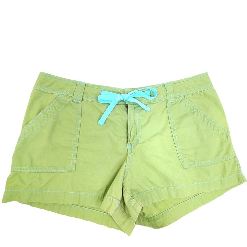 Y2K 2000s MossIssue Mossimo Lime Green Blue Cargo Shorts Low Rise Drawstring